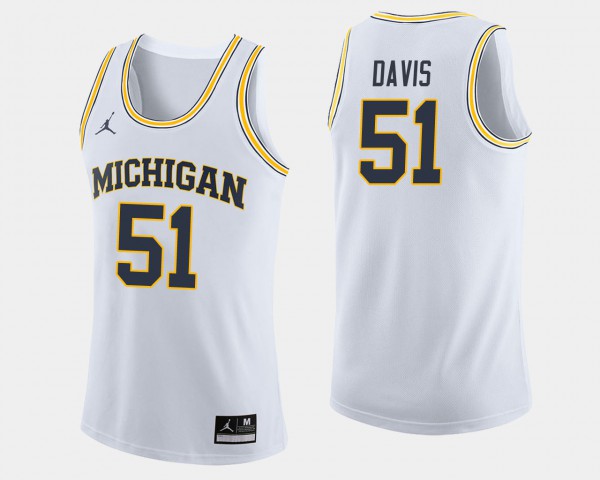 Michigan Wolverines #51 For Men Austin Davis Jersey White Stitch College Basketball